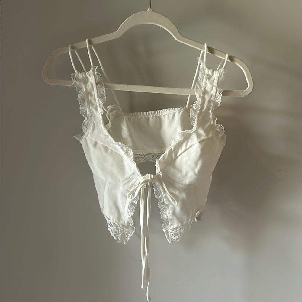 SHEIN White Lace Detail Blouse